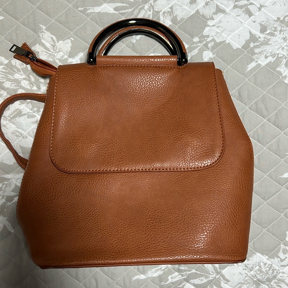 Tan backpack purse